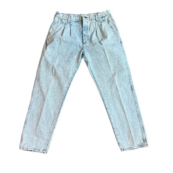 Wrangler VINTAGE Light Stone Wash Pleated High Rise Mom Jeans Size 36‎ Waist - Picture 1 of 8